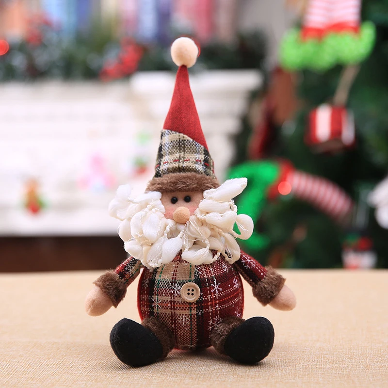 1pc Cartoon Checked Fabric Series Christmas Hanging Doll Toy Home Xmas New Year Table Decor Tree Pendants Ornaments | Дом и сад