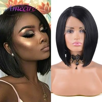black short bob hair synthetic side lace front wig short wavy wigs with natural hairline for women heat resistant fiber hair