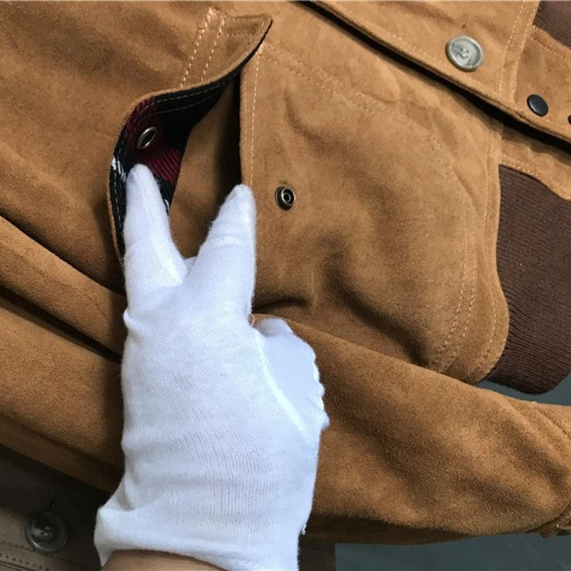 

Vintage Cow Suede Jacket Men Genuine Leather Bomber Jackets Stand Collar Single Breasted Solid Pilot Coats Male Fashion Overcoat