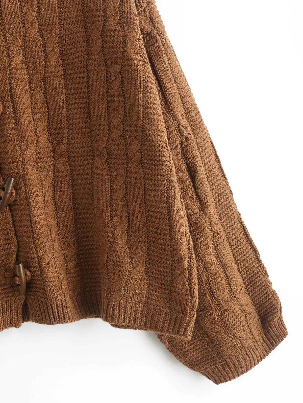 

ZAFUL Horn Button Drop Shoulder Flat Collar Cable Knit Cardigan For Women Flat Collar Long Sleeve Autumn Sweater Cardigan