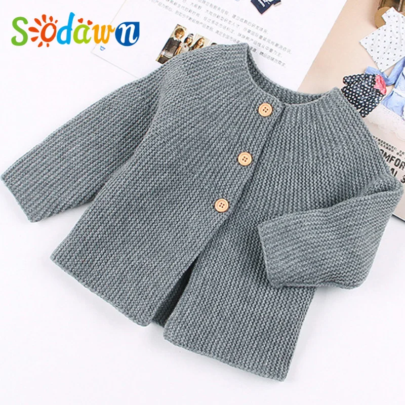 Sodawn Autumn Baby Girl Sweaters Kids Clothes Children Knitted Coat Toddler Costume Cute Soild Girl Cardigan Jacket