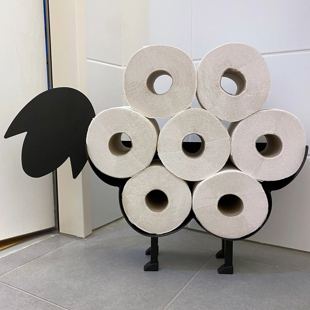 

Sheep Toilet Paper Holder Toilet Roll Holder Sheep Bathroom Iron Storage Free-Standing Crafts Ornaments Paper Organizer