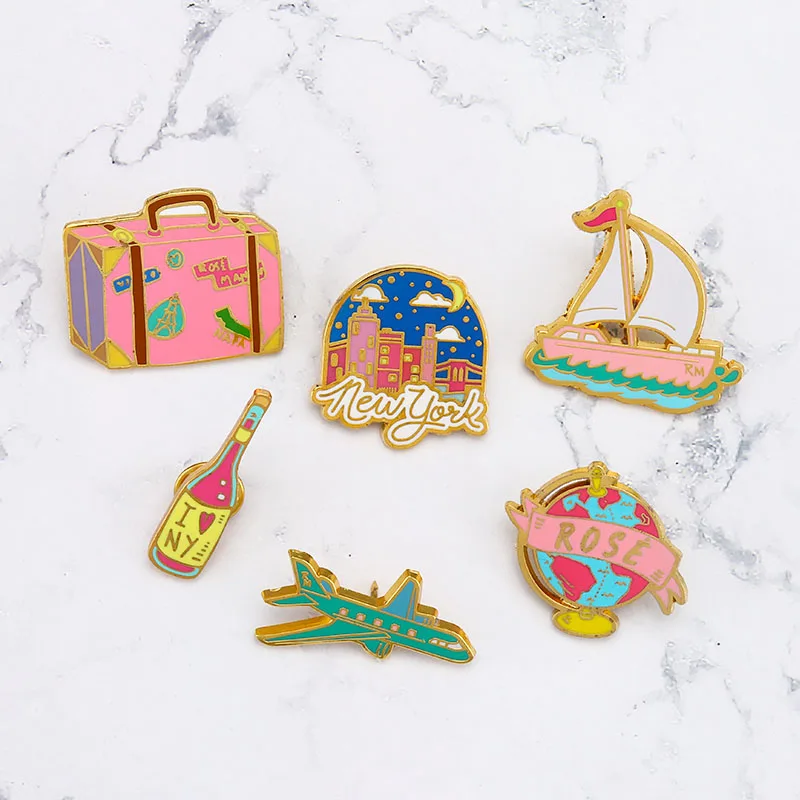 Симпатичные броши для страйтборда корабля винного искусства булавки багажника