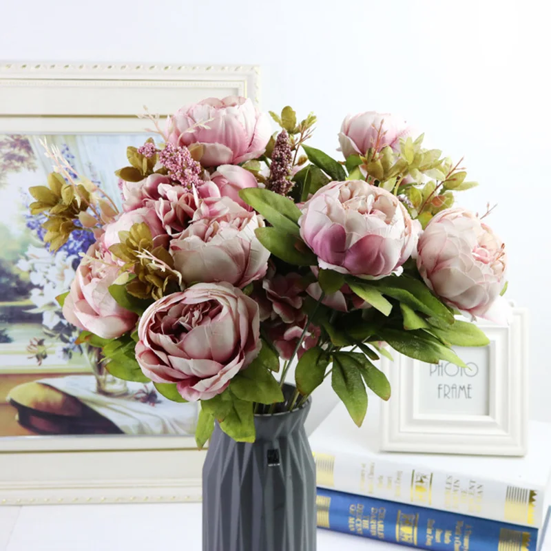 Букет из искусственных цветов 13 головок Шелковый цветок европейская осень яркий