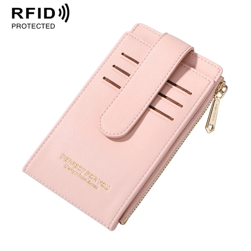 Многофункциональные женские кошельки противоугонные RFID портмоне ID держатель плотная большой вместимости цвет длинный кошелек с молнией женский клатч - Цвет: Розовый