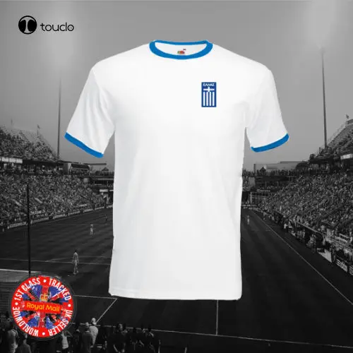 Greece, Greek Inspired Football Ringer T-Shirt, Retro, Gift, Creative Novelty Summer Style Cotton Order T Shirts Cotton
