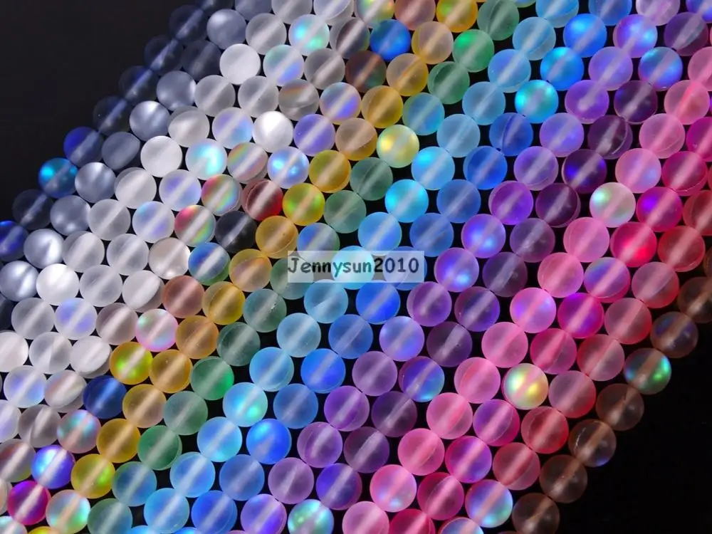 

Czech Crystal Glass Aurore Boreale Inside Round Beads 6mm 8mm 10mm Matte Frosted for Jewelry Making Crafts 5 Strands/Pack