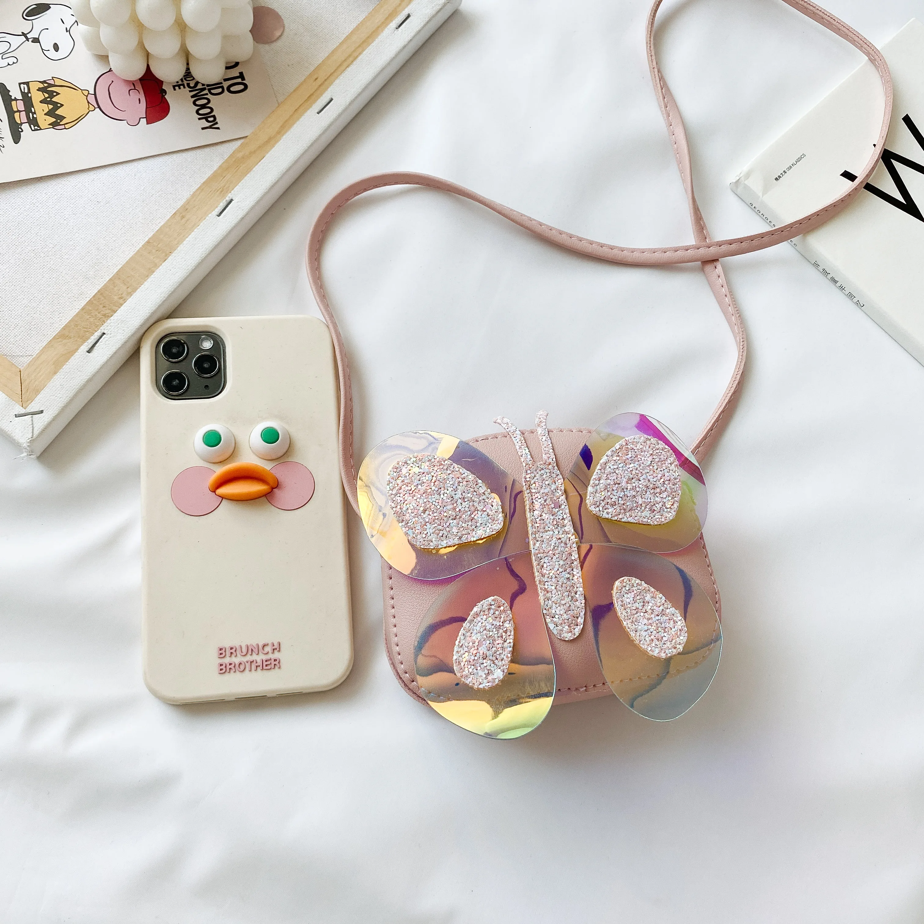 Cute Girls Baby Sequins Shoulder Bag Butterfly Kids Small Purse Handbags Princess Accessories Lovely Children Mini Crosbody Bags