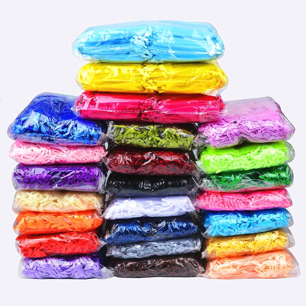 

50pcs/lot 24 Colors Organza Bags 7x9 9x12 10x15 13x18CM Jewelry Packaging Bags Wedding Party Eyelash Box Drawable Bag Gift Pouch