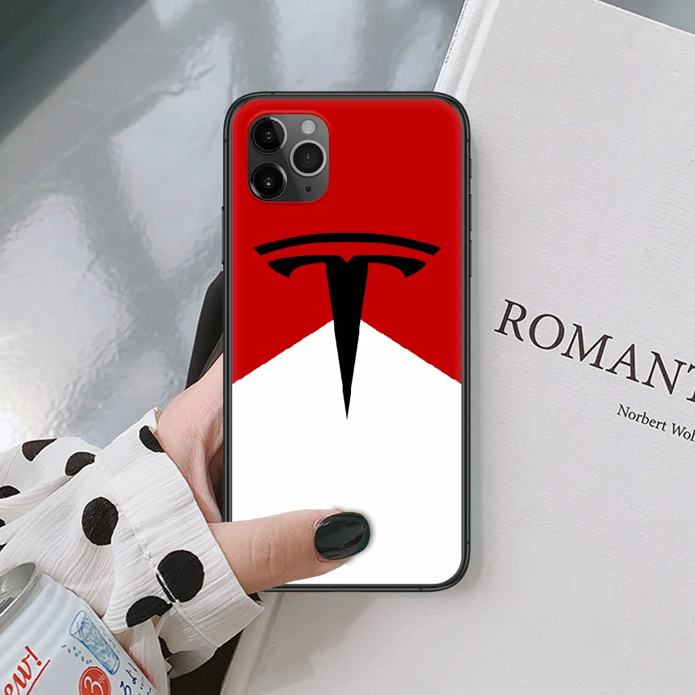 

Tesla sport cool car logo Phone case For iphone 5 6 7 8 S SE plus X XS XR 11 12 mini Pro Max 2020 black black cell cover 3D
