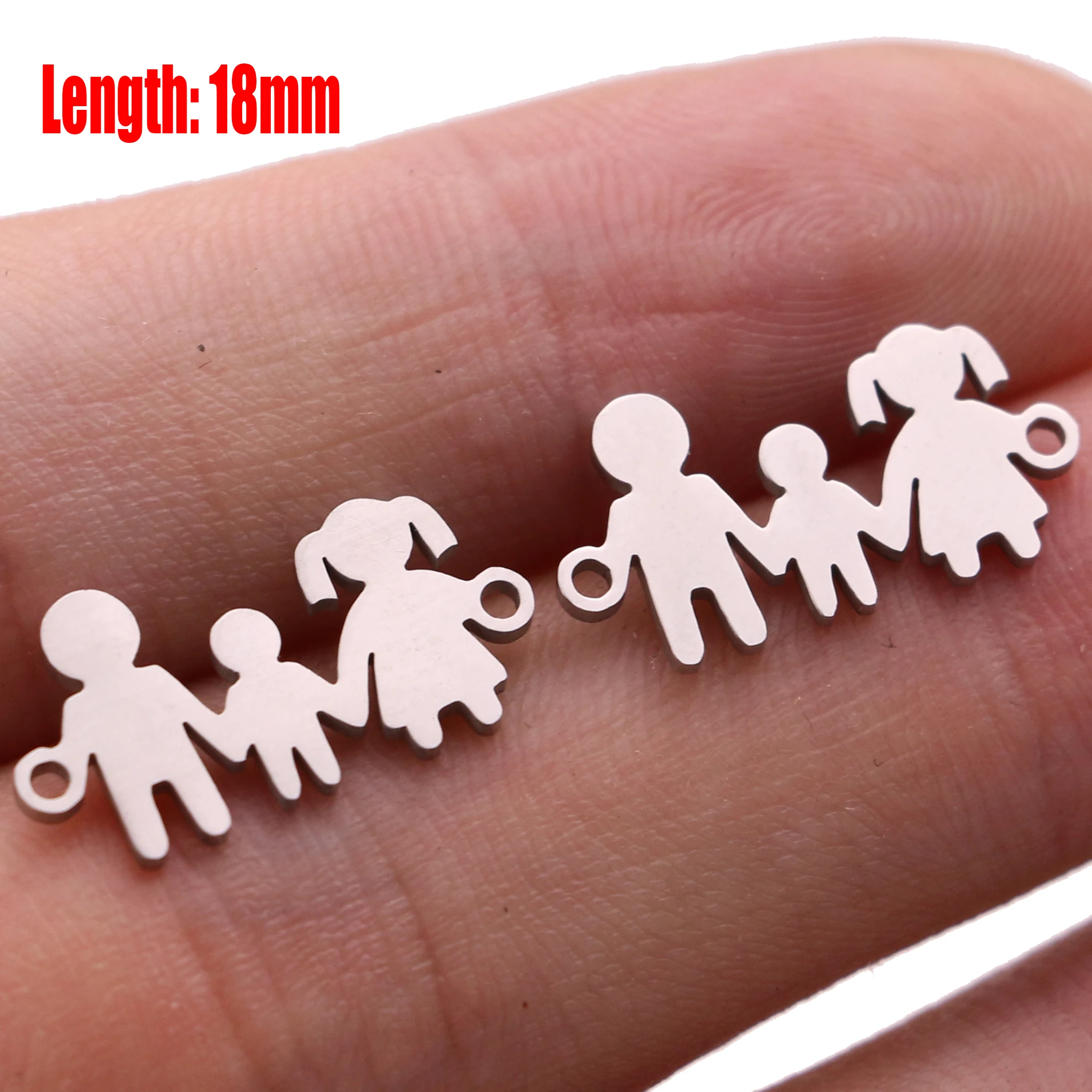 5pcs Family Chain Stainless Steel Pendant Necklace Parents and Children Necklaces Gold/steel Jewelry Gift for Mom Dad New Twice - Цвет: Steel 20