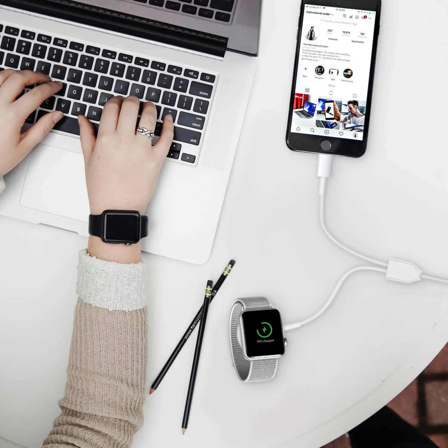 Портативный зарядный шнур для iWatch 6 SE 5 4 USB-кабель Apple Watch Series 3 2 1 iPhone iPad