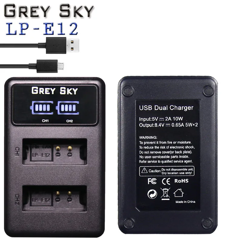 3 шт. LP E12 LPE12 Li Ion Батарея & светодиодный двойной USB Зарядное устройство для