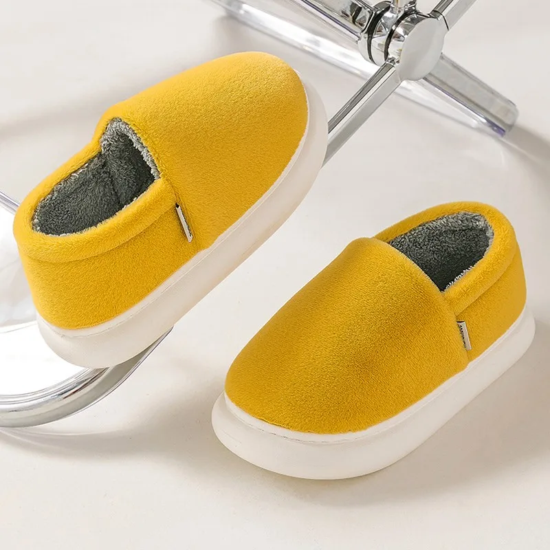 

Высокие домашние теплые тапочки для женщин и мужчин, зимние плюшевые домашние хлопковые тапочки на толстой подошве, Нескользящие женские м...