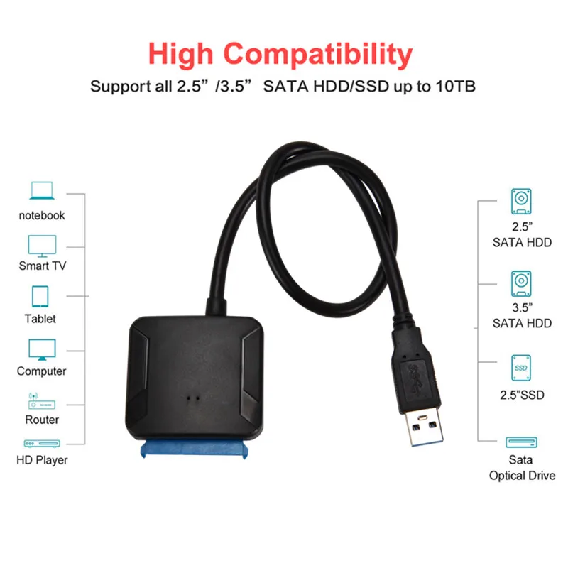 Кабель USB 3 0 к SATA адаптер Sata кабели поддержка внешнего SSD HDD 2 5 или дюйма для