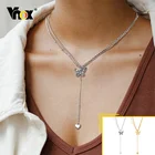 Элегантное ожерелье Vnox с подвеской-бабочкой для женщин, антиаллергенные кубинские спутные бусины из нержавеющей стали, длинная цепочка, ювелирные изделия