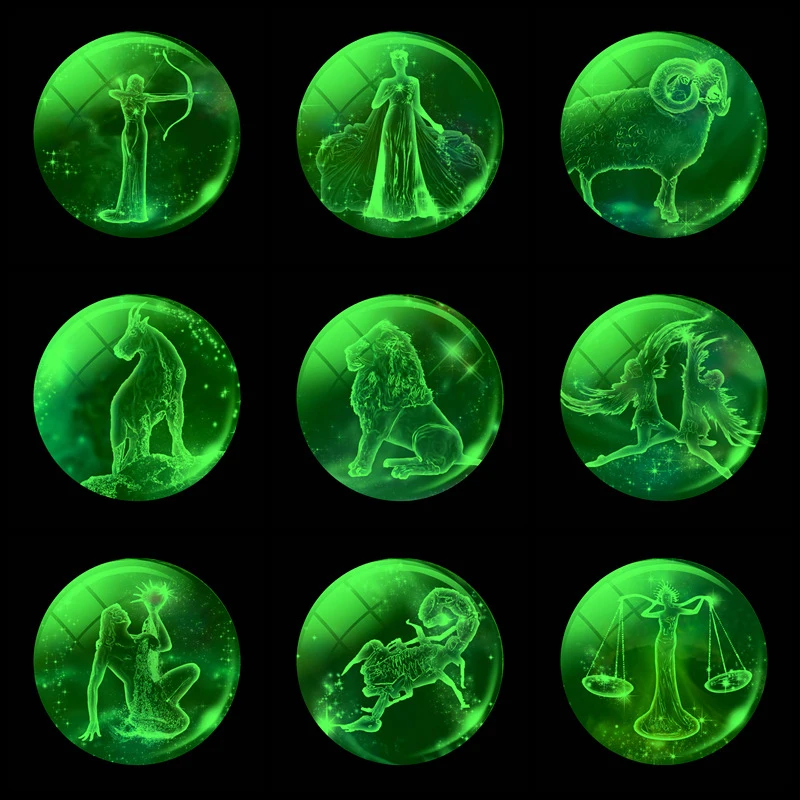 

Hangings Keyholder Key Ring Luminous Keychain Double Side Glass Ball Pendant Zodiac Keychain 12 Constellation Special Fashion