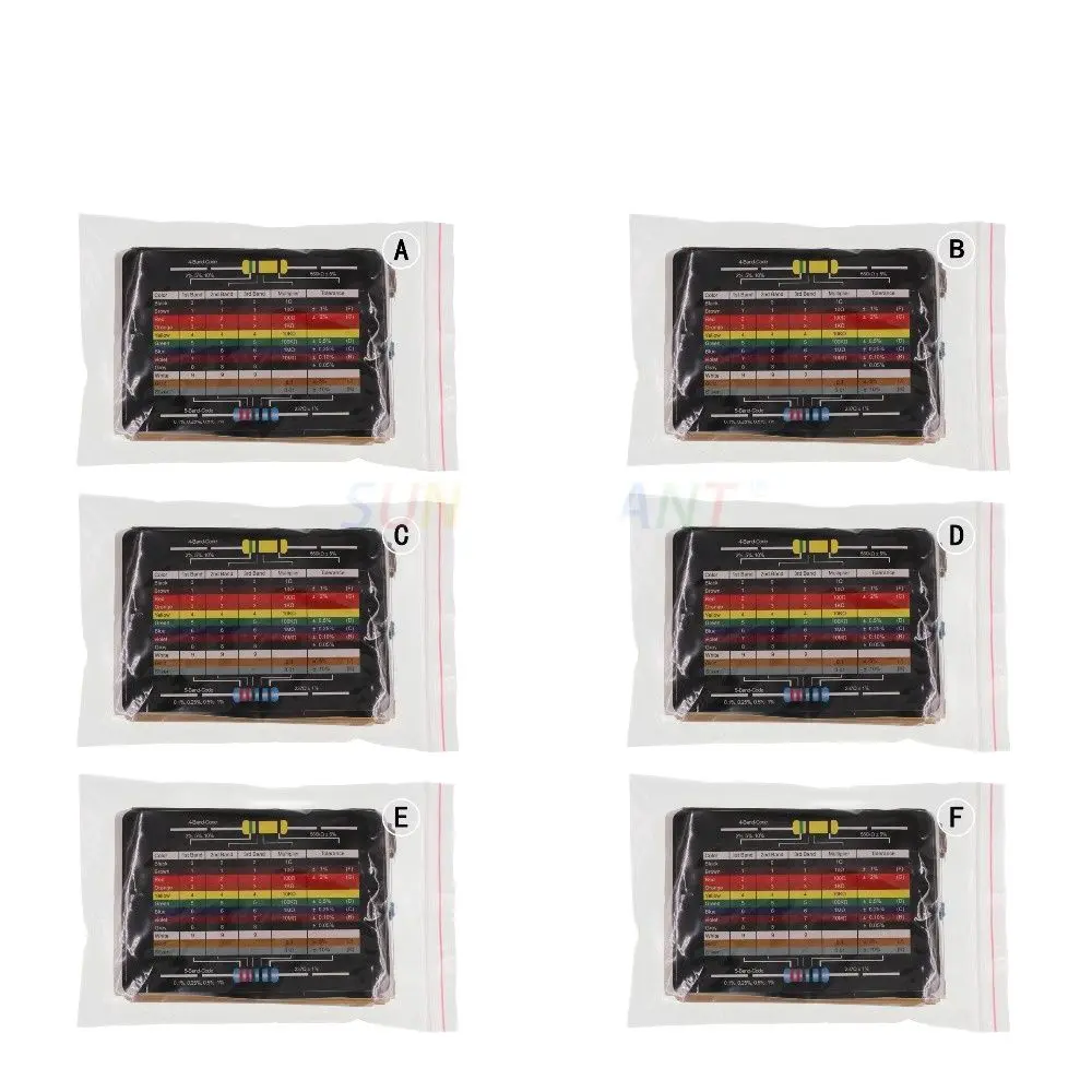 

2880pcs 144 Values 6Package 1/4W 0.25W 1% Metal Film Resistors Assorted Pack Kit Set Lot Resistors Assortment Kits