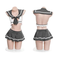 jk school student uniform cosplay costume sexy open chest bow tie sailor suit pajamas anime girl pleated skirt lingerie set