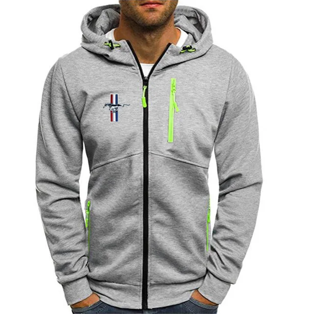 2020NEW Men's Hoodies Ford Mustang Car Logo Print Casual HipHop Black Hooded Fleece Sweatshirts Zipper Jacket Men Tops | Автомобили и