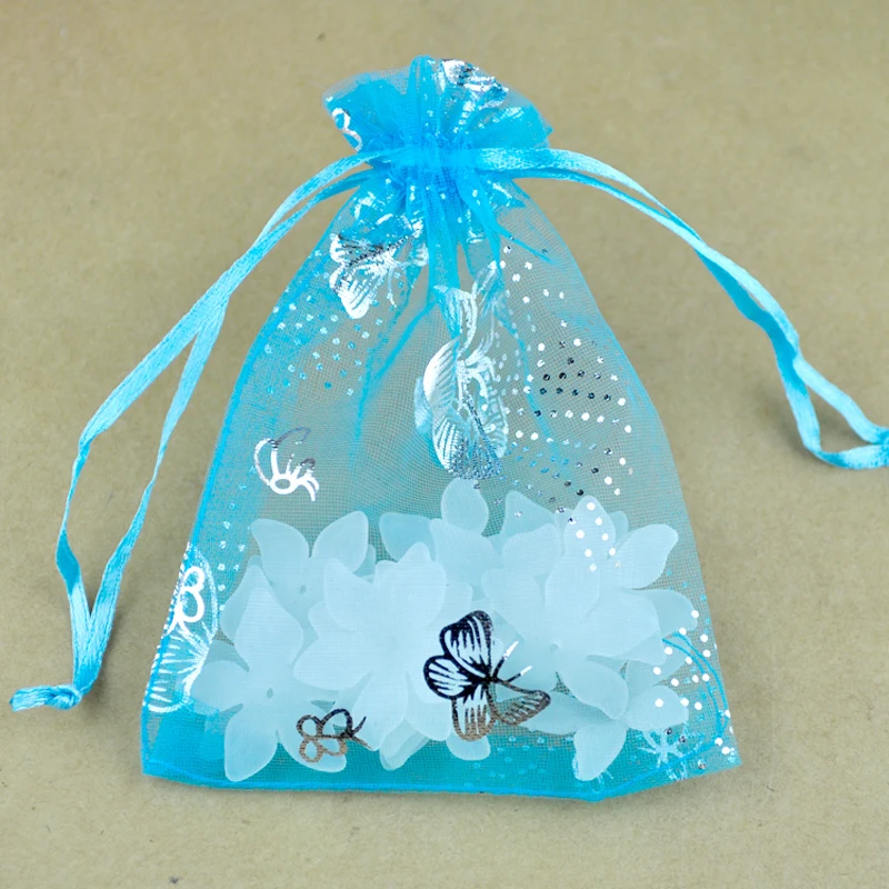 Оптовая продажа 100 шт./лот 9x12 см цвета голубого озера органза подарочные сумки для