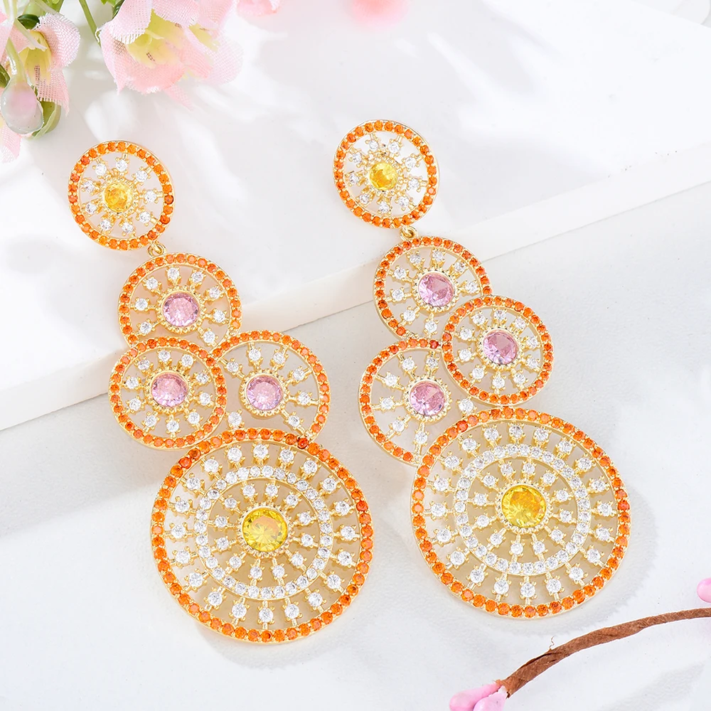 

GODKI роскошные круглые серьги для женщин, свадебные серьги из кубического циркония, Дубай, свадебные серьги, костюм, ювелирное изделие, подар...