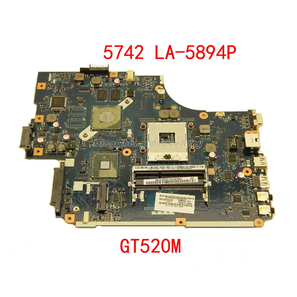Материнская плата для ноутбука Acer 5742 MBRJ002002 PEW71 LA 5894P DDR3 HM55 GT520M 1 ГБ 100% полностью
