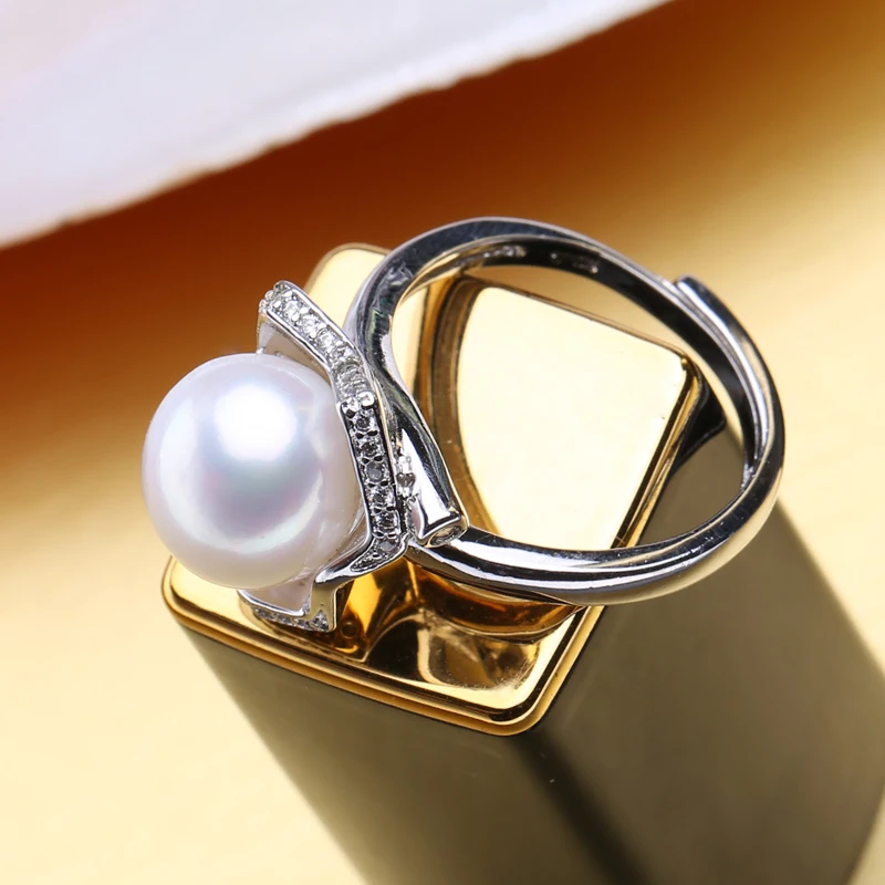 

FENASY 925 Sterling Silver Ring Natural Freshwater Pearl Rings For Women New Fashion Jewelry Evening Party Cocktail Ring