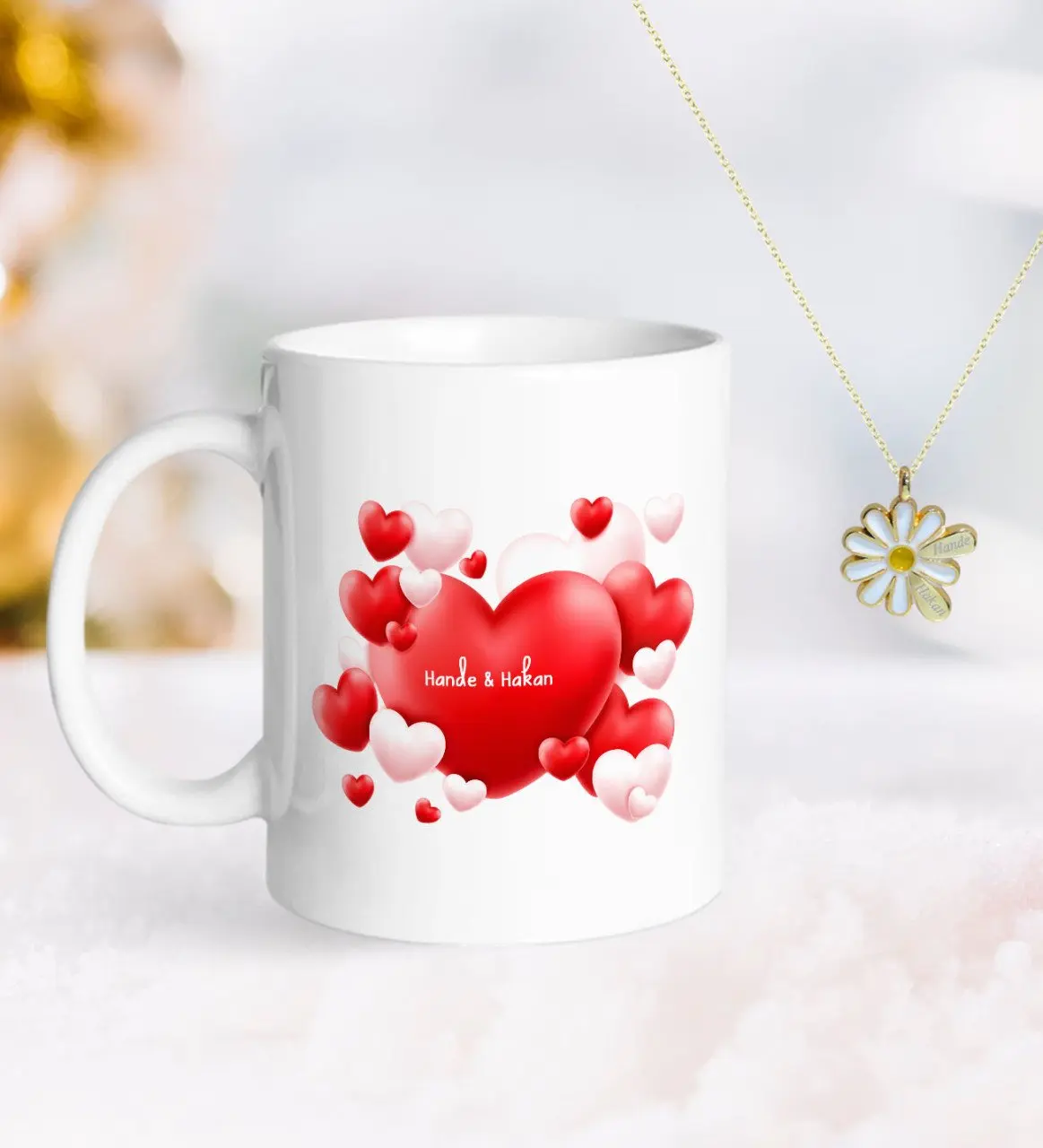 

Персонализированные ко Дню Святого Валентина кружка и двойной Дейзи Kolye-41