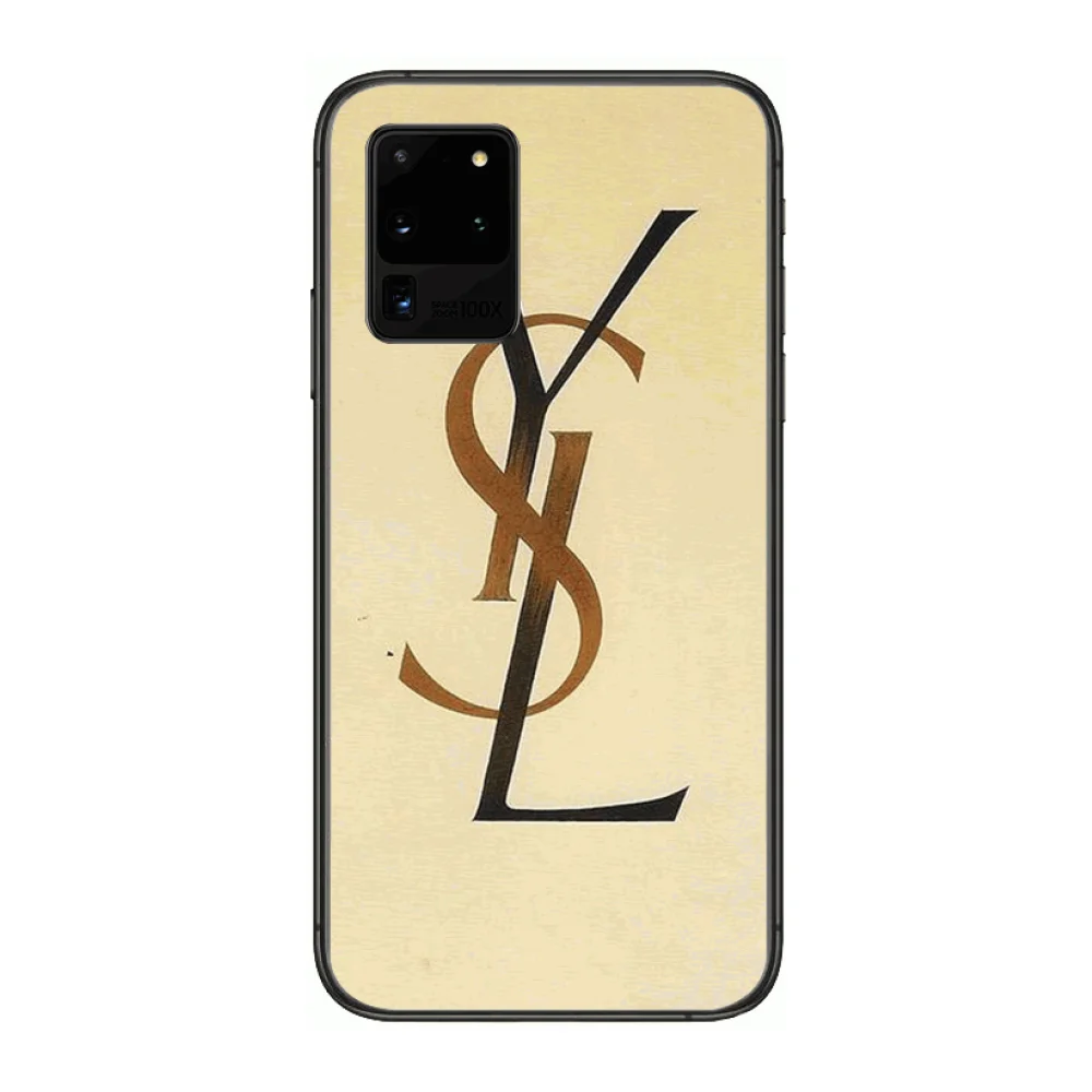 

luxury Brand Y-YSL Phone cover hull For SamSung Galaxy S 6 7 8 9 10 20 Plus Edge E 5G Lite Ultra black soft bumper