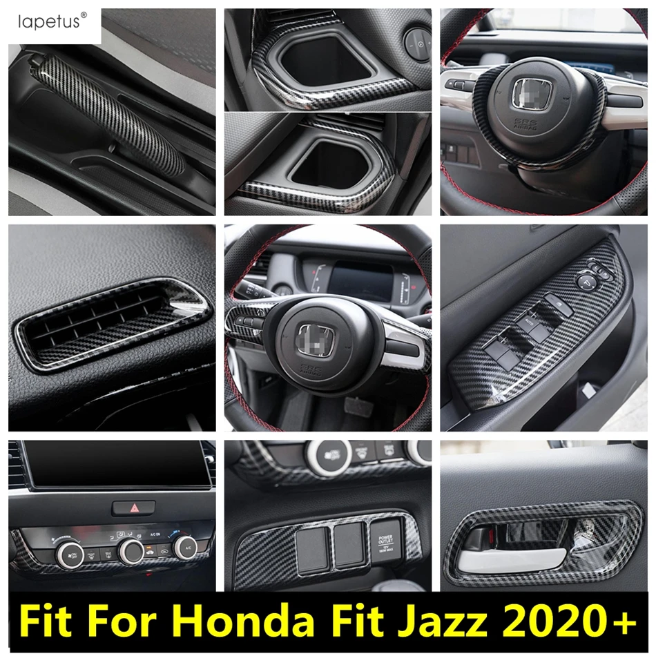 

Head Light Lamp Window Lift Button Gear Head Knob Panel Cover Trim For Honda Fit Jazz GR 2020 2021 2022 Carbon Fiber Accessories