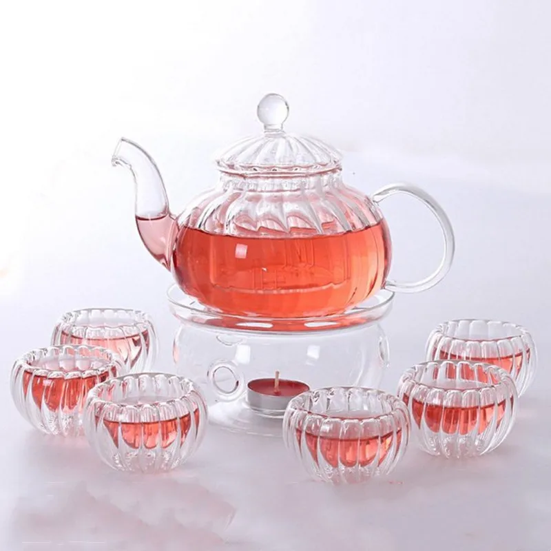 

Чайник стеклянный термостойкий в полоску, 8 шт./компл., объем = 600 мл, диаметр = 10 см