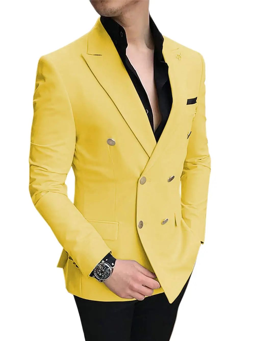 Мужские костюмы куртки двубортный Блейзер деловые винтажные приталенные для