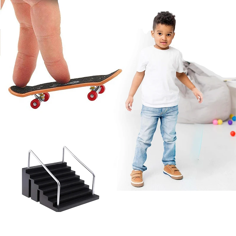 

Finger Skateboard Venue Scene Props Set Finger Skateboard and Stairs Set Stairs with Two Handrails for Mini Skateboards
