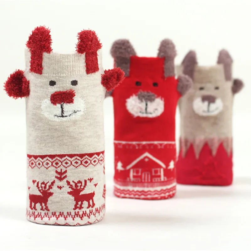 Мультфильм Рождественские носки лося старый человек с объемными ушками снежинка