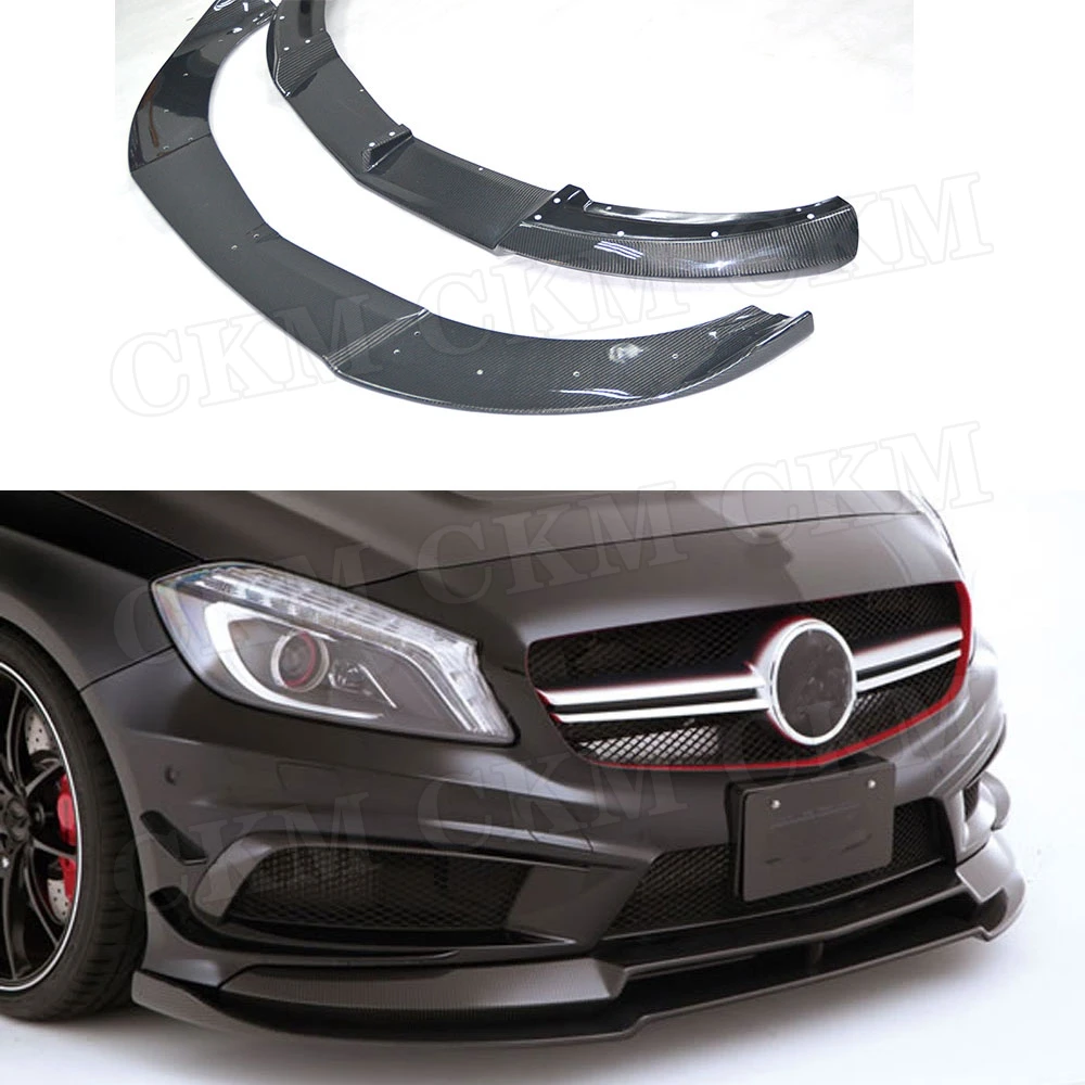2 шт. углеродное волокно передний бампер для Mercedes Benz A Class W176 A250 спортивный 2013 2014 2015