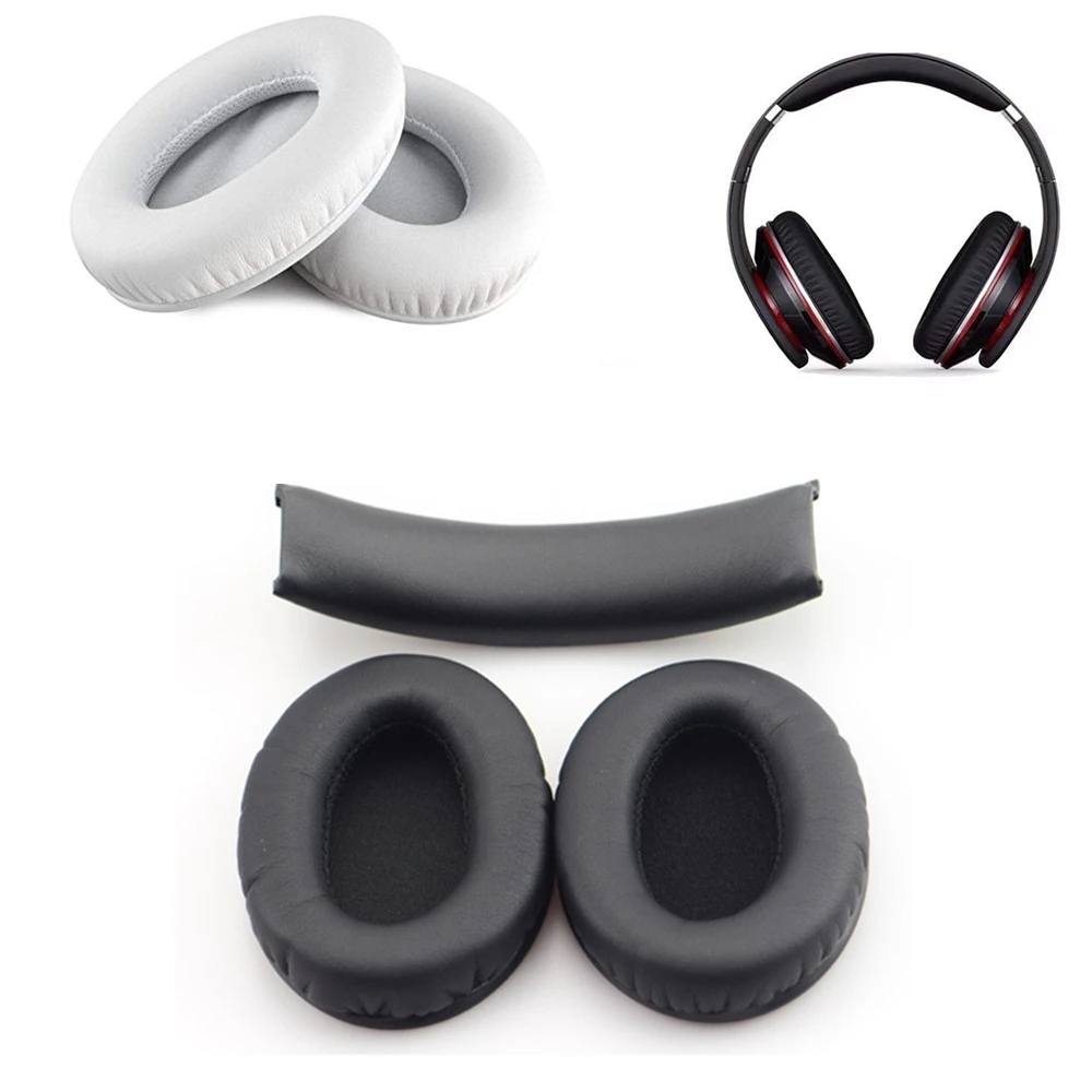 

For Studio 1 Replacement Ear Pads + Headband Cushion for Beats By Dr Dre Studio 1.0 Headphone White/Black GDeals Earmuffs