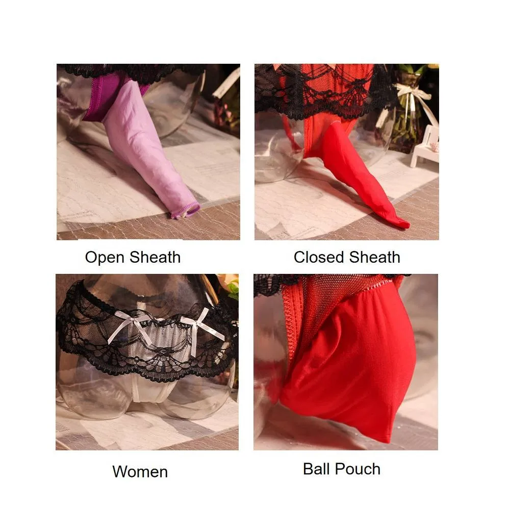 

OPened/Cloed Peni Sheath Breifs Men Sexy Lace Cock Ring G-string U Convex Pouch Panties Man Sheer Thong Open Crotch Gay Wear A30