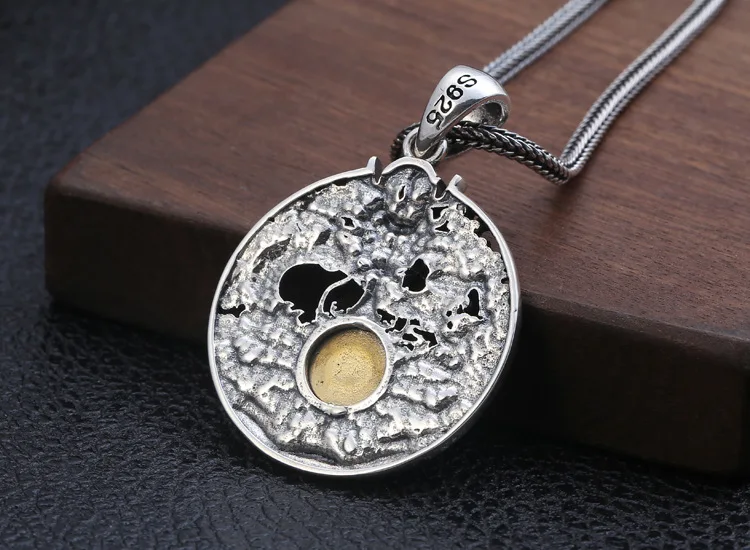 Шарм-Амулет из серебра 925 пробы с треграммой дракона Мужская подвеска для