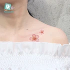 Цветная модная Водонепроницаемая Временная тату-наклейка для женщин, сексуальная флеш-татуировка, розовый цветок, цветок, рука ключицы, поддельная татуировка