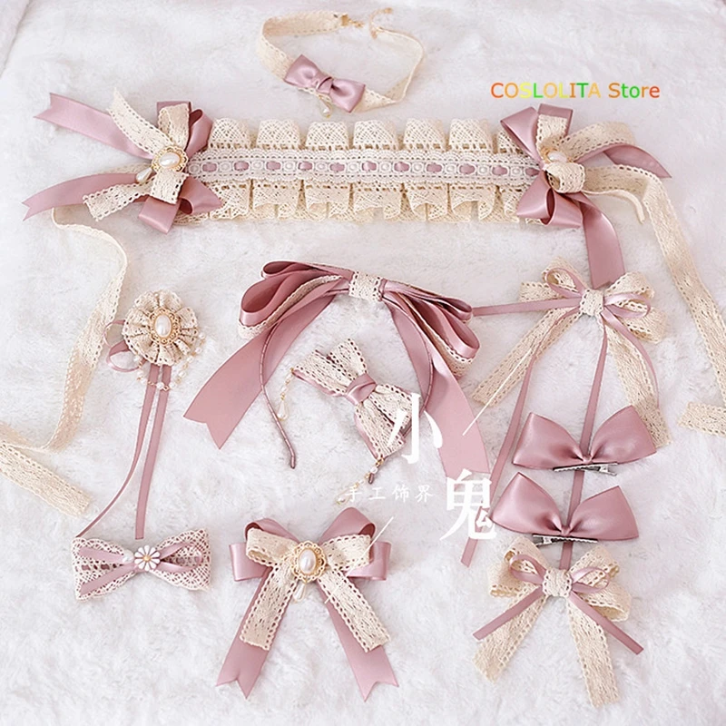

Lolita Japanese Headband Bowknot Lace Girl Headdress Sweet KC Hair Hoop Side Clip Embroidery Cute Kawaii Student Hair Accessorie