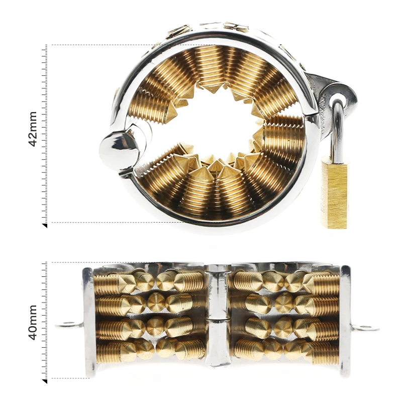 4 ряда 16 мм золотые шипы устройство целомудрия кольцо на пенис замок для мужчин