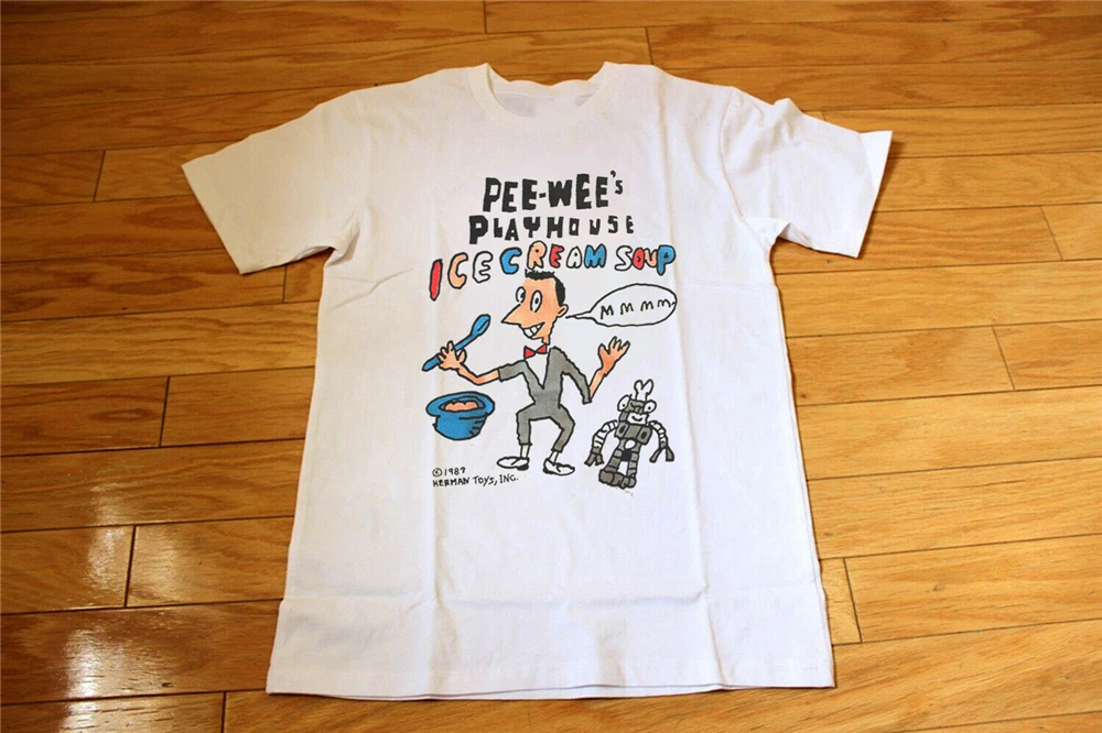

Rare Pee-Wee Herman And Conky Ice Cream Soup T-Shirt - Vintage Reprint 1987 Gym Tee Shirt