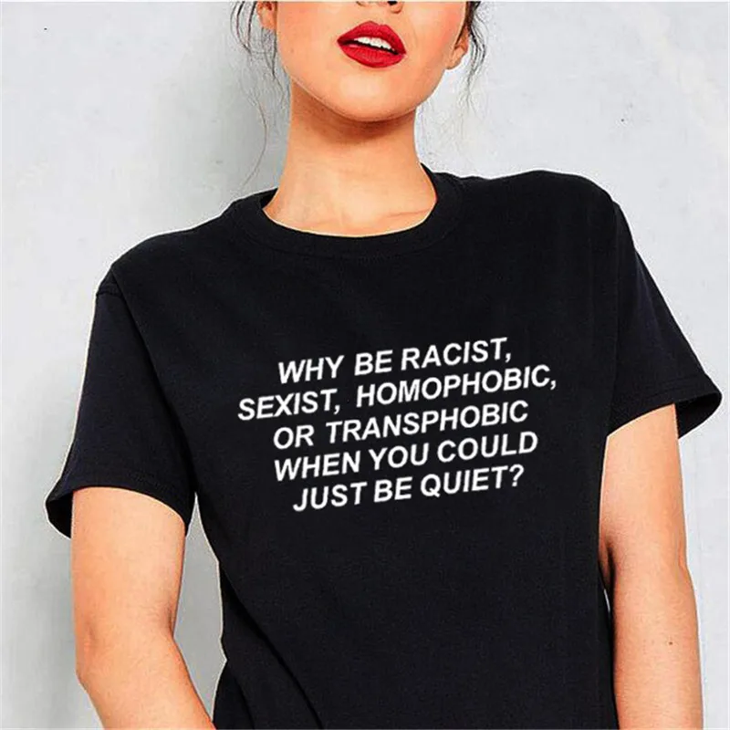 Футболка Why Be racist топ футболка в стиле панк женская с буквенным принтом и коротким