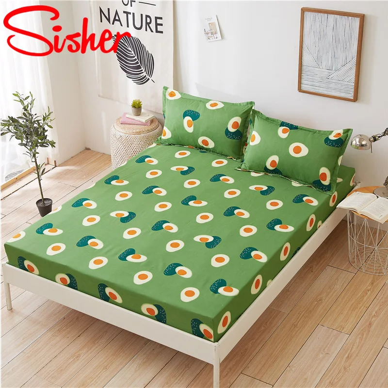 Наматрасник с рисунком авокадо покрывало в полоску простыня эластичным поясом