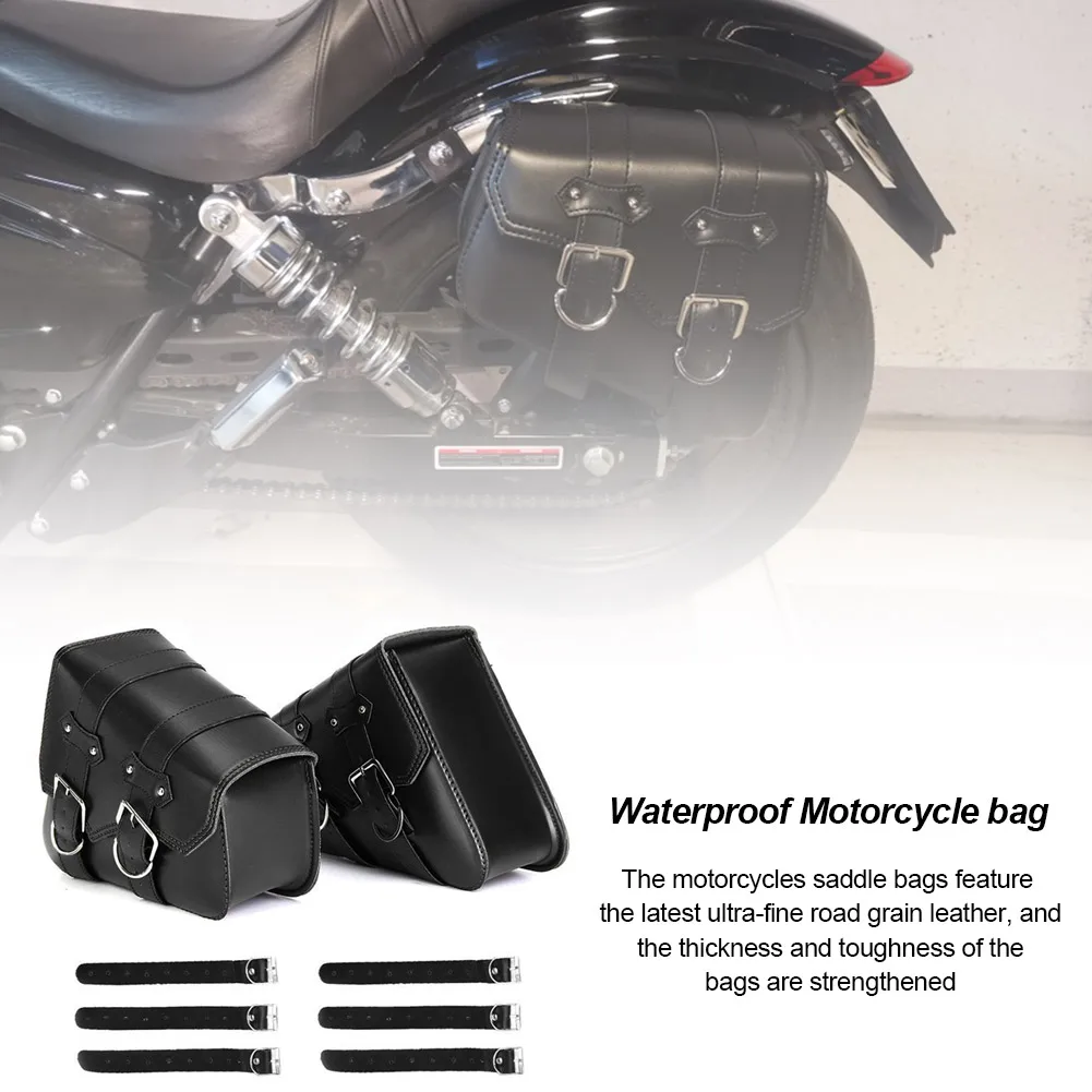 

2PCS Universal Motorcycle Saddlebag Saddle Bags bags PU Leather Waterproof Motorcycle Motocross Rear Seat Bags Outdoor Riding