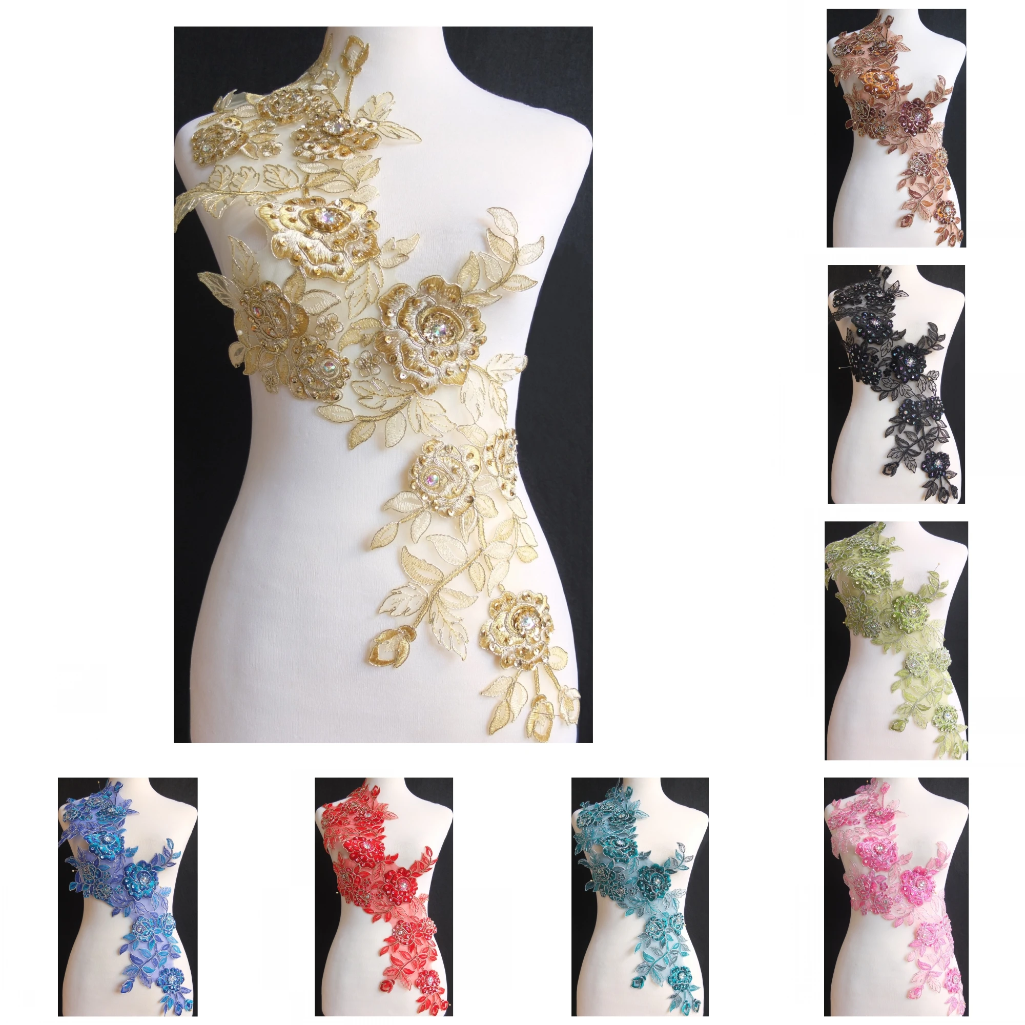 10 видов цветов ручной работы (золотой черный синий бирюзовый оливковый зеленый +)