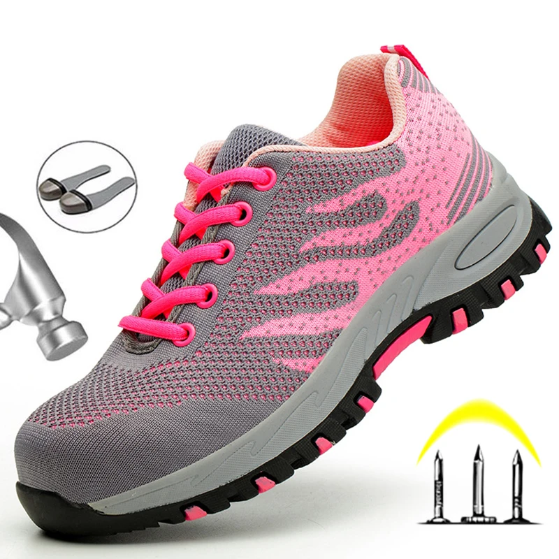 Сталь носком рабочая обувь для Для женщин легкий дышащий материал спортивная