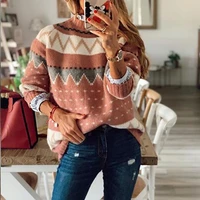 2021 autumn winter striped sweater women casual color block loose knitted pullovers female harajuku soft thick warm sweaters
