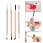 1 шт. Серебряныйрозовое золото двухсторонний инструмент для дизайна ногтей из нержавеющей стали